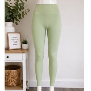 Kimberly C Womens Leggings Sage Green High Waisted Seamless Ribbed Small